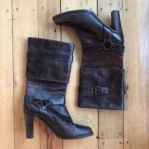 Frye Piper Harness Heeled Cuffed Leather Boot